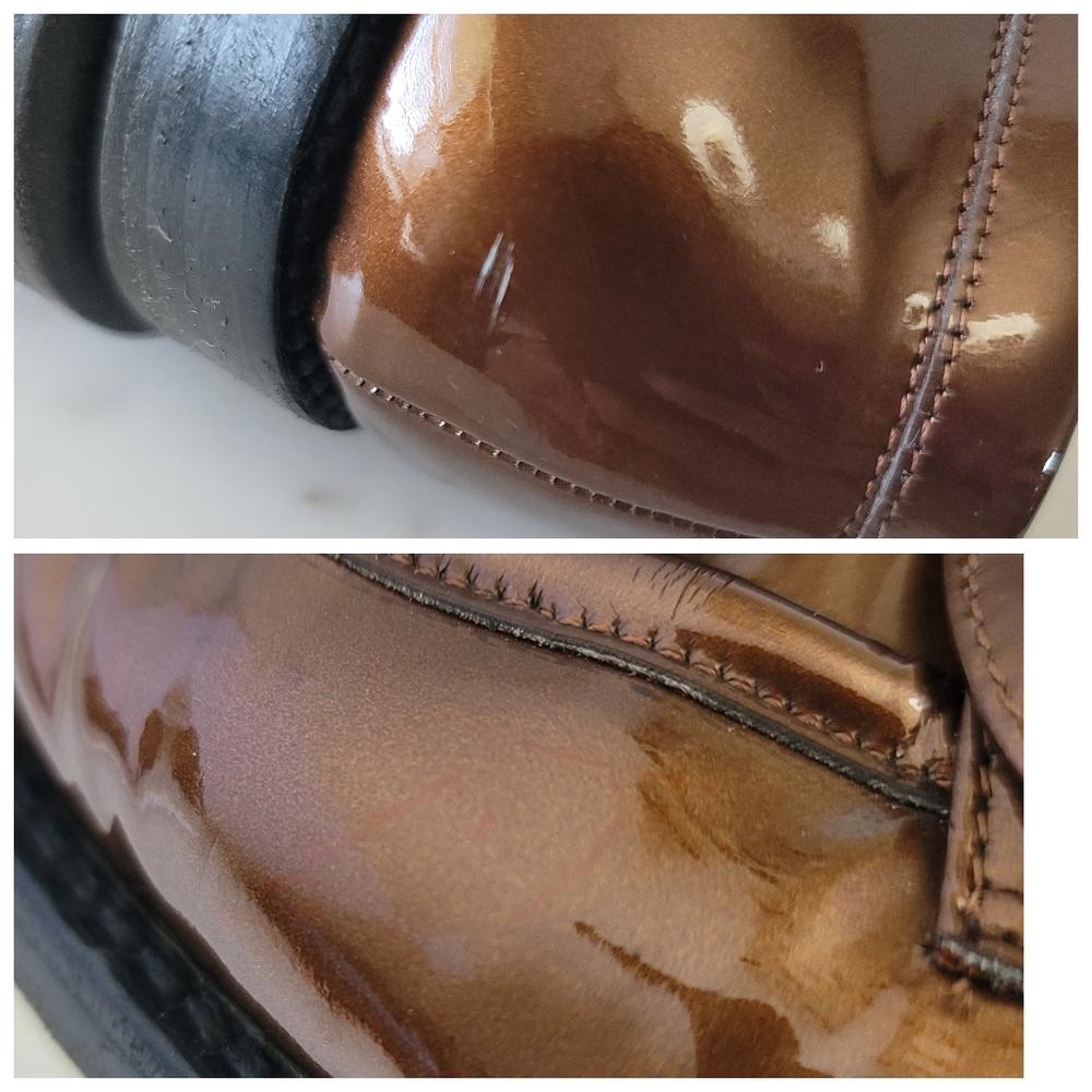 Vintage Gucci Classic "G" Womens Loafers Cooper Bronze Patent Leather Italy 8 B - Picture 12 of 16